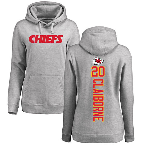 Women Football Kansas City Chiefs #20 Claiborne Morris Ash Backer Pullover Hoodie->kansas city chiefs->NFL Jersey
